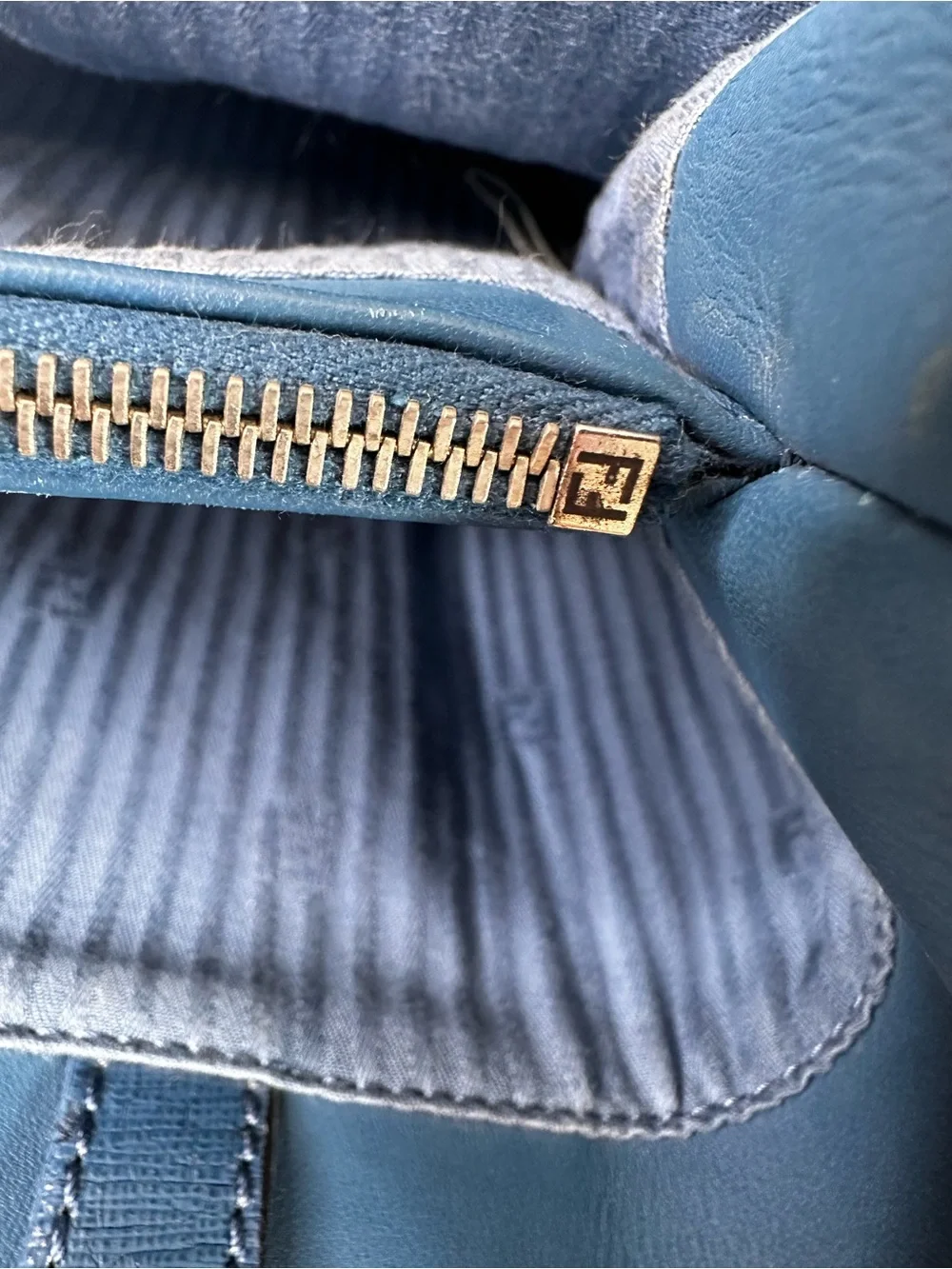 Fendi Teal-Blue Leather Satchel with Top Handles